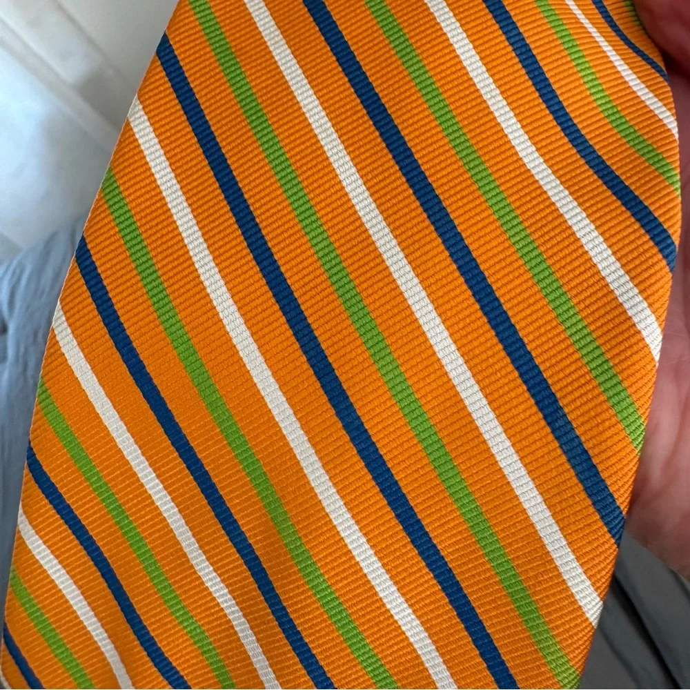 Rooster Handmade Silk Striped Tie.